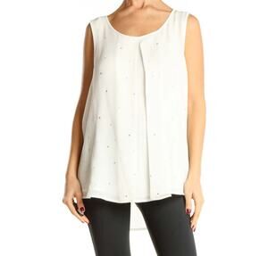 Juicy Couture White Semi Sheer Embellished Tank Top Women's Large New